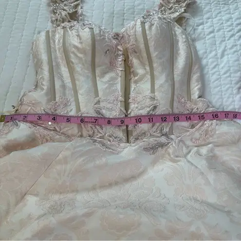 LO’ ADORO Nude Blush Corset Bodice Brocade Elegant Lace Wedding Dress Size 12
