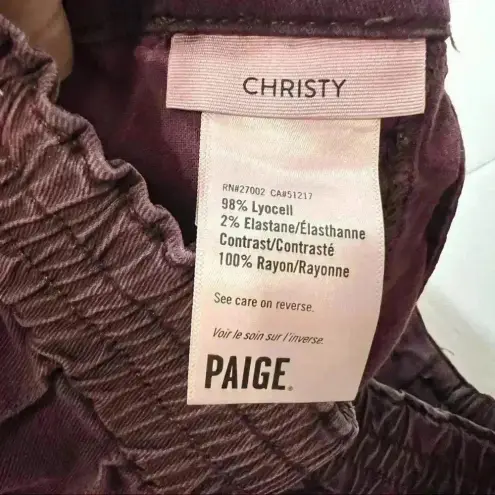 Paige  Christy Pant Off Duty High Rise Pant Grosgrain Side Size 27 Deep Berry