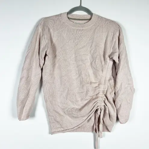 Brochu Walker Jacona Pullover Cotton Cashmere Crew Neck Cinched Sweater Pink XS
