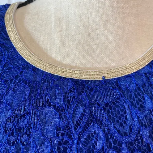 Dee Elle Cobalt Electric Blue Lace Short Sleeve Dress