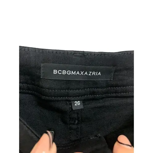 BCBGMAXAZRIA  Women's High Rise Denim Shorts Black Size 26 NWT $138