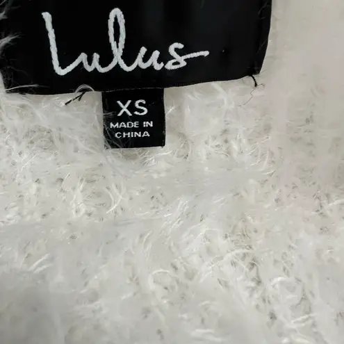 Lulus Long Sleeve Fuzzy Open Tie Front Cardigan White Size X Small