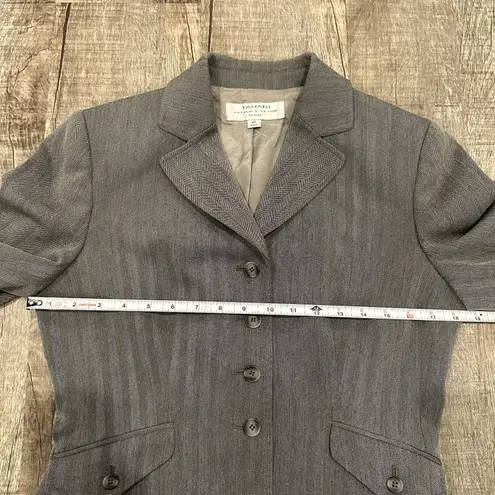Tahari ASL Blazer Women's Size 6P Gray Lined Career Work Jacket Office Wear