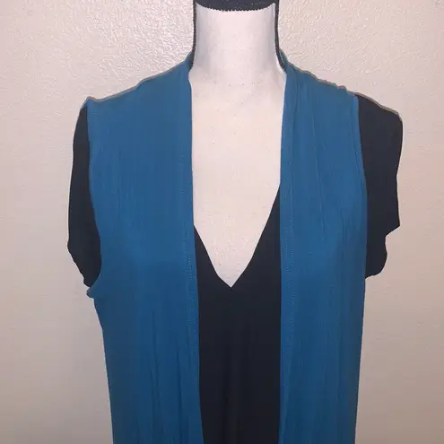 Urban Coco Blue Sleeveless Flowy Vest Cardigan Large Woman’s asymmetrical