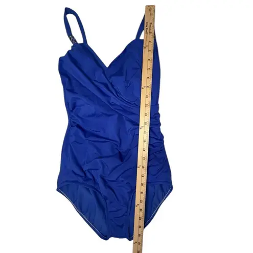 Jantzen Cobalt Blue One Piece Surplice Draped Front Tummy Control Size 14