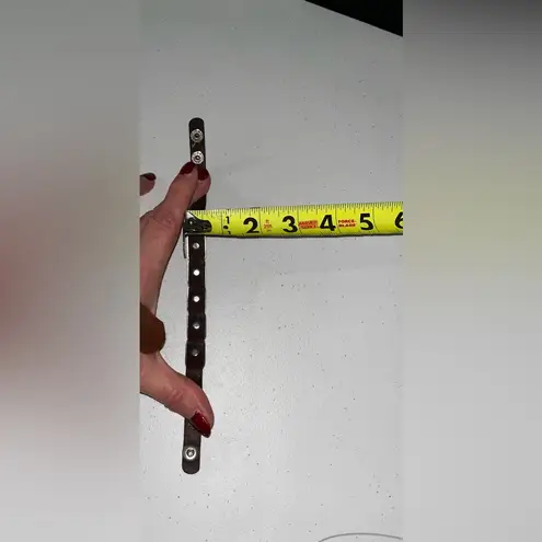 None 💙 Vintage Silver and Brown Leather Adjustable Snap Button Bracelet