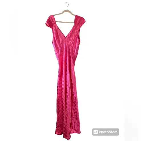 Jen's Pirate Booty Jen’s Pirate Booty Hot Pink Wavecrest Check Jacquard Maxi Dress Medium