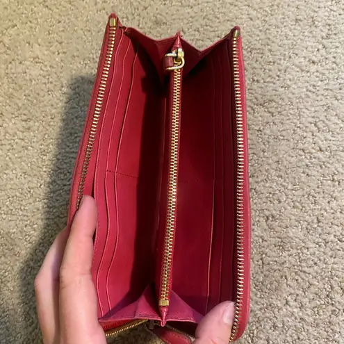 Prada Authentic  vintage Y2K Saffiano leather checkered long wallet pink gold