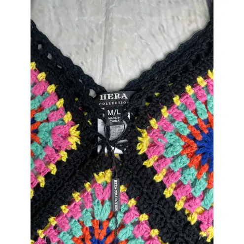Hera Collection Crochet Granny Square Fringe Top NWT!