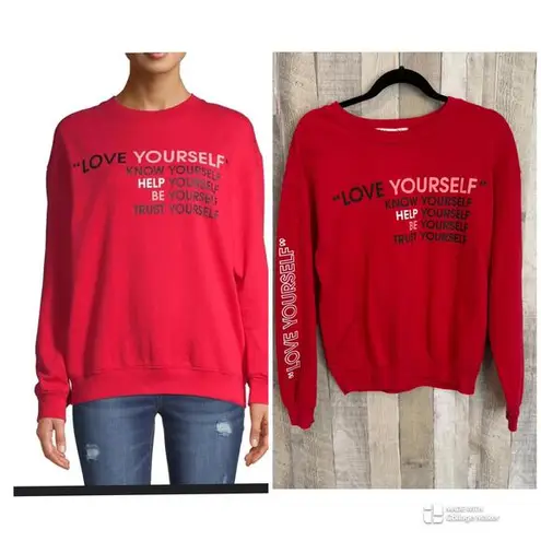 Wound Up Red 'Love Yourself' Sweatshirt Women's Size M (7-8) EUC