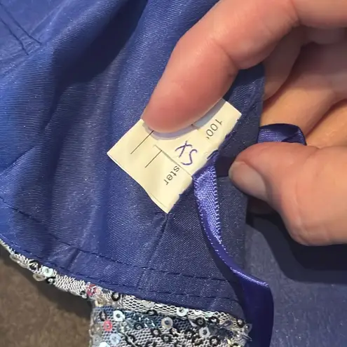 Women’s Blue Full Length Sparkly Tulle & Sequined Prom Party Dress Size XS