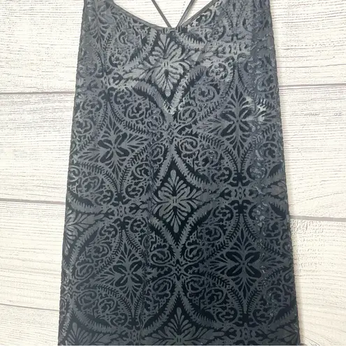 Vintage California Dynasty Black Paisley Burnout Velvet Strappy Nightie Sz Large