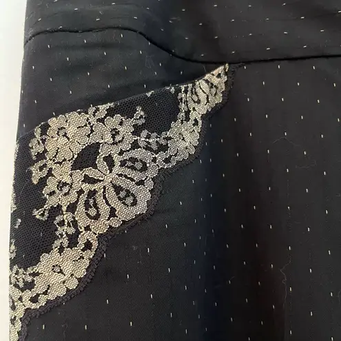 Tom K Nguyen Black Dot and Lace Embellished Wide Leg Trouser Pants NEW Y2K Sz 10