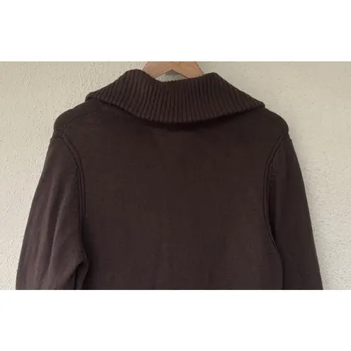 Old Navy VTG  Brown Ribbed Zip Up Sweater Women’s Medium Wool Blend Mock Neck