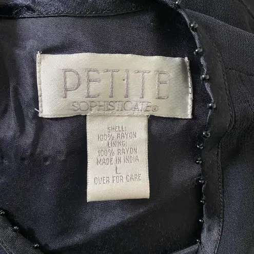 Petite Sophisticate  Whimsygoth Black Mesh Velvet Floral Beaded Blouse Top L