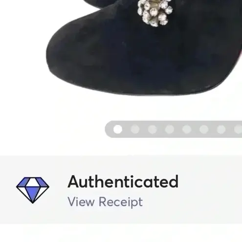 Christian Louboutin  Bootini MJ 100mm Black Suede Crystal Button Booties 37 Rare - Image 10