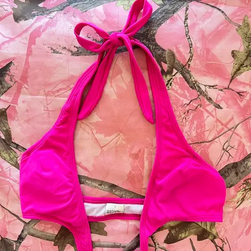 y2k vintage 2000s hot pink halter wrap bikini top