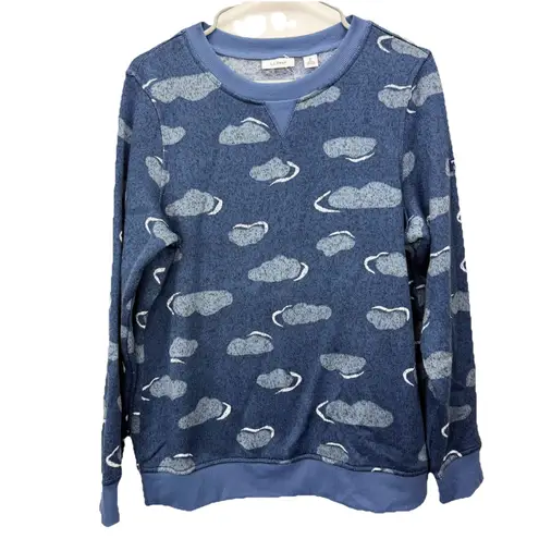 LL Bean Blue Gray Lightweight Pullover Crew Neck Sweater Fleece Size MEDIUM