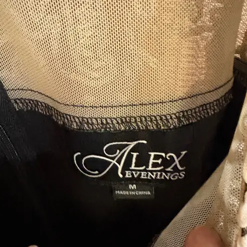 Alex Evenings Black White Floral Sheer Mesh Top Blouse 3/4 Sleeve Size M