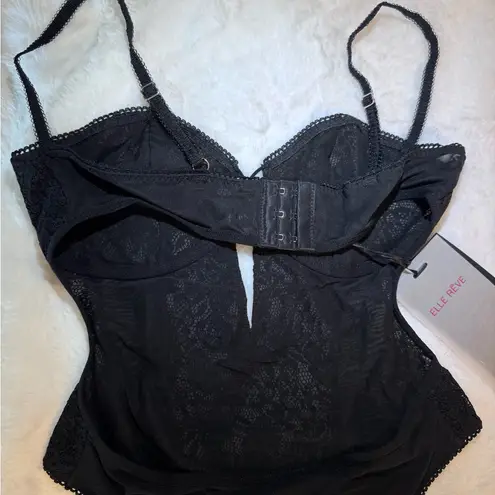 Elle Reve Passion Bodysuit Black NWT Size Large