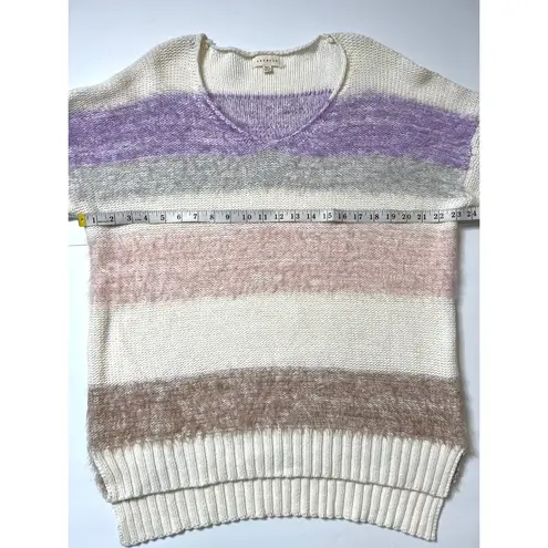 Prómesa Promesa Lavender/Pink/Taupe Striped Eyelash Knit Sweater Sz M/L Women