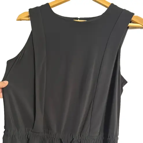 Emma & Michele Black Smocked Tie Front Mini Short Jumpsuit