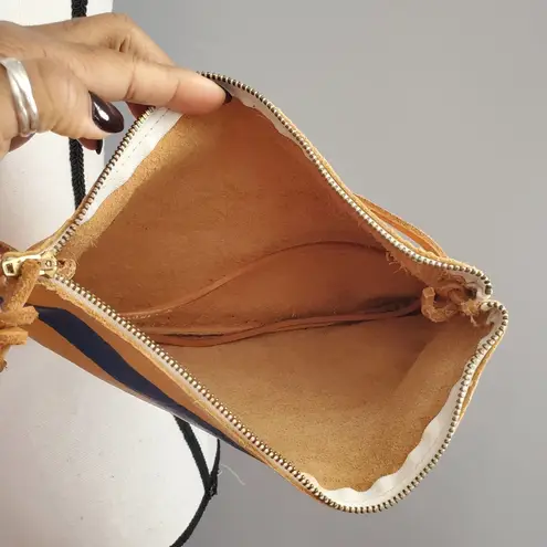 Pine & Boon Striped Hand Painted Soft Leather Crossbody Bag