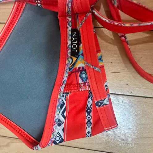 JOLYN Vent Bikini Top Swimsuit Swim Red Batik Print Size Medium