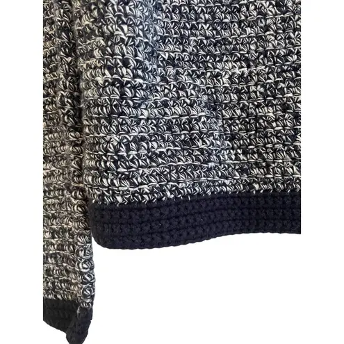 Boden Cotton Heavyknit Marled Textured Cropped Jacket Size 6 Navy Blue White