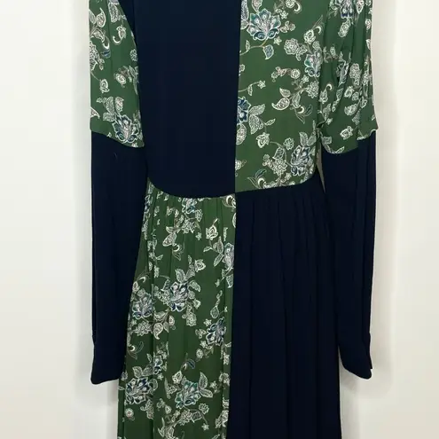 Pamela Love Paisley Patchwork Green Long Sleeve Shirt Dress Womens Size Medium