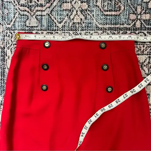 Vintage Gantos Red Women's Pencil Skirt with Button Accents Size 8