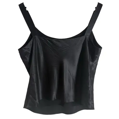 Lafayette 148 New York Solid Black 100% Silk Satin Tank Top Size 14