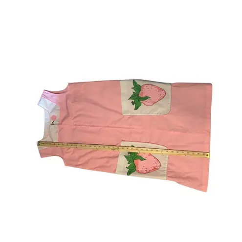 Vintage Pink Apron Dress With Strawberry Pockets & Zipper Closure sm Pink Size undefined
