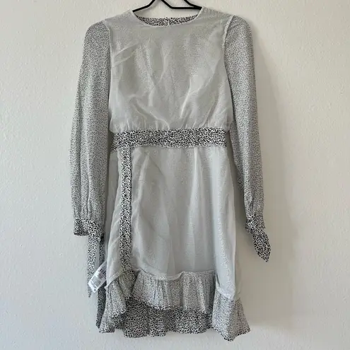 Lost Ink Petite Asymmetric Mini Dress With Tie Waist And Ruffle Hem