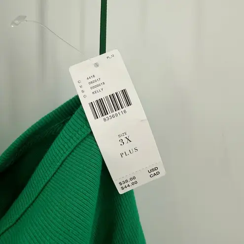 Pilcro Zelda Tank Top Size 3X Anthro Rib Kelly Green Plus Curvy NWT One Shoulder