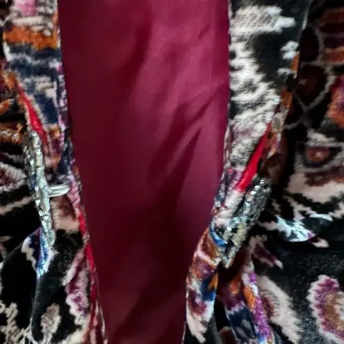 Kay Unger Vintage Rayon Silk Rhinestone Colorful Paisley Print Velvet Blazer 8