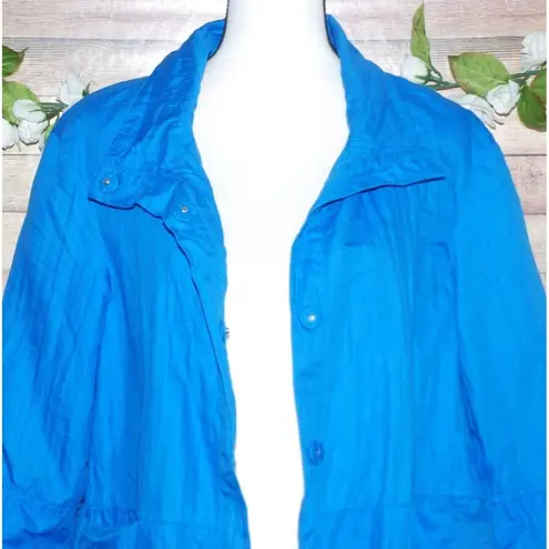 Coldwater Creek Blue Button Up Jacket Size 10 Lined 3/4 Sleeve Pockets