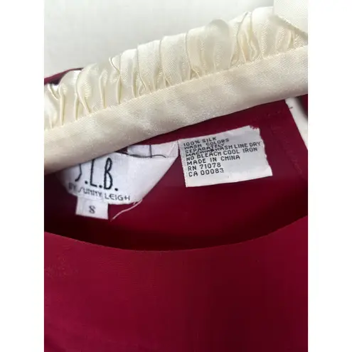 Sunny Leigh SLB S Berry Red Silk Long Sleeve Top Blouse Office Business Career