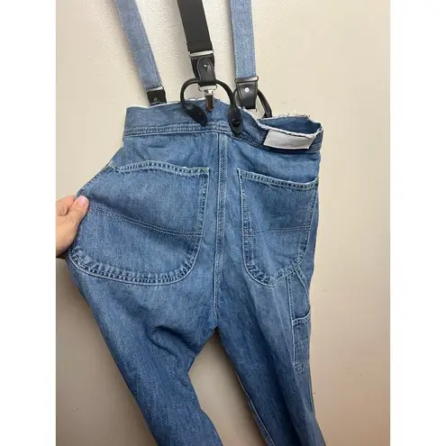 RE/DONE x Hikari Mori High-Rise Wide Leg Jeans with Braces in Blue Sz. 26