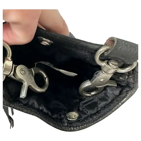 Leather Western Fringe Floral Rose Belt Hip Clip Bag Black