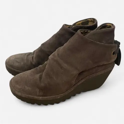 Fly London NEW Yebi Suede Ankle Wedge Boots in Size 40 US 9-9.5