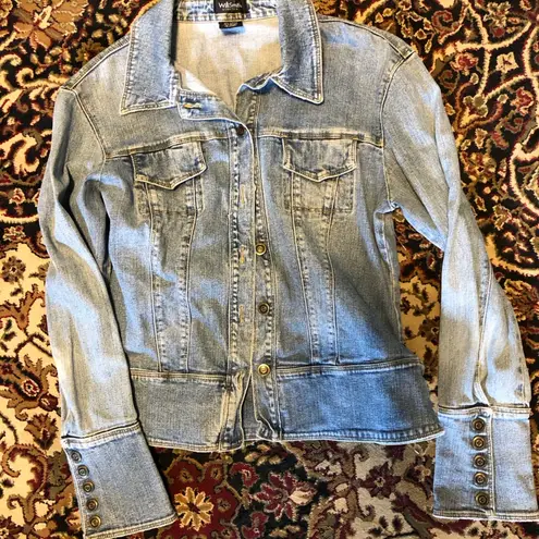 Willi Smith XS Light Blue Distressed Denim blue jean jacket