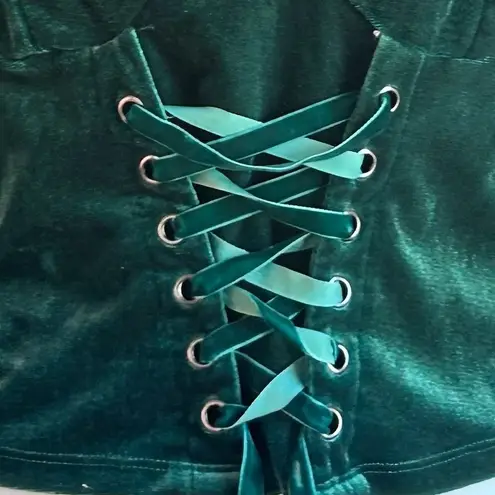 Green Velevet Corsette Top M Milkmaid Renaissance Princess Fairy Lady Goblincore Size M