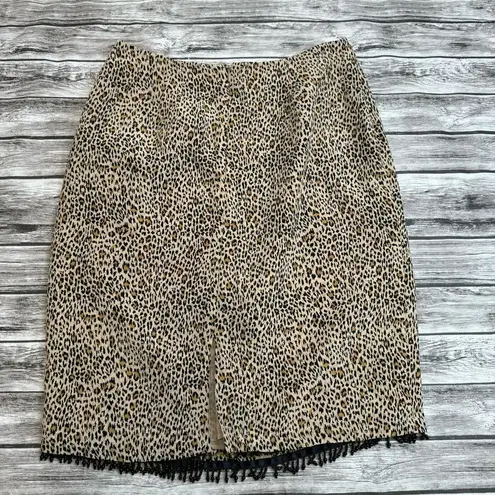 Allison Taylor Petite Women's Cheetah Leopard Animal Print Pencil Skirt 8 Brown