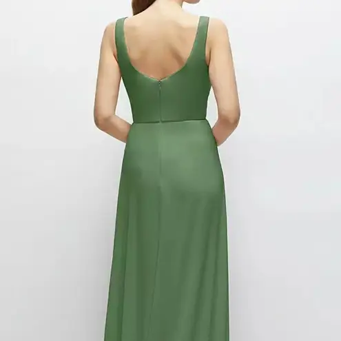 Thread Square Neck Chiffon Maxi‎ Dress With Circle Skirt Size 10 Green