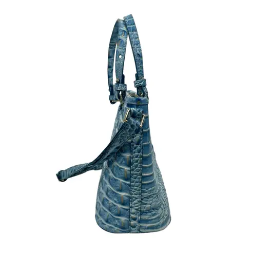 Brahmin Mini Asher Tote Satchel Bag Melbourne Cerulean Blue Croc Embossed