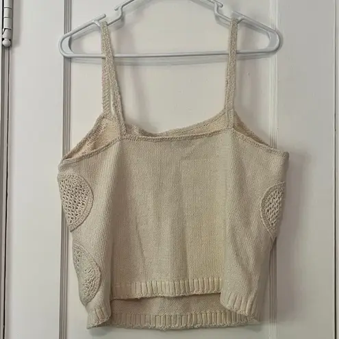Lingua Franca crochet 3D floral tank size medium cream boho designer statement Size L