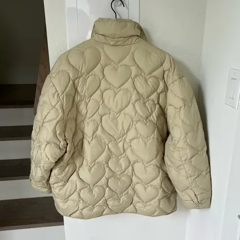Sandro Gloriana Heart Quilted Jacket in Tan