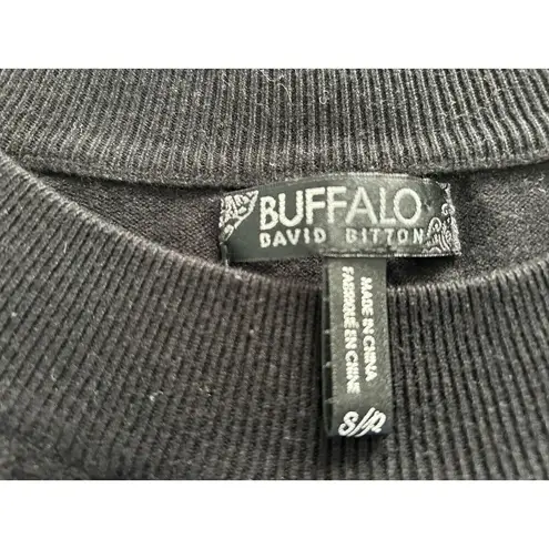 Buffalo David Bitton David Bitton BUFFALO Black Short Puff Sleeve Boat Neck Cable Front Sweater Top S