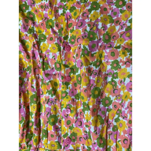 Julie Brown New York Oversized Linen Scoop Neck Button Down Sundress Size XS